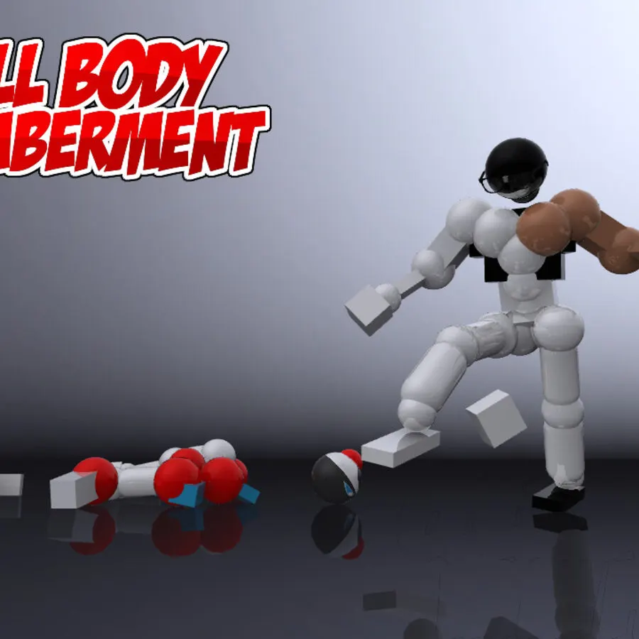 Two ragdoll fighters clashing mid-air in a physics-based Toribash match